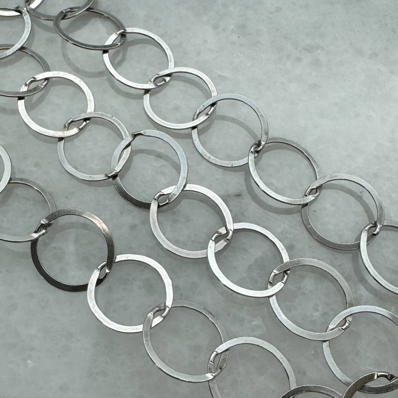 Rhodium Überzogene Sterlingsilber-Ketten, Lose Unfertige Kette, 10mm Flache Kreis-Kabelkette, Großverkauf-Schmuckzubehör - Sku 101032-Rh von BeadUnion