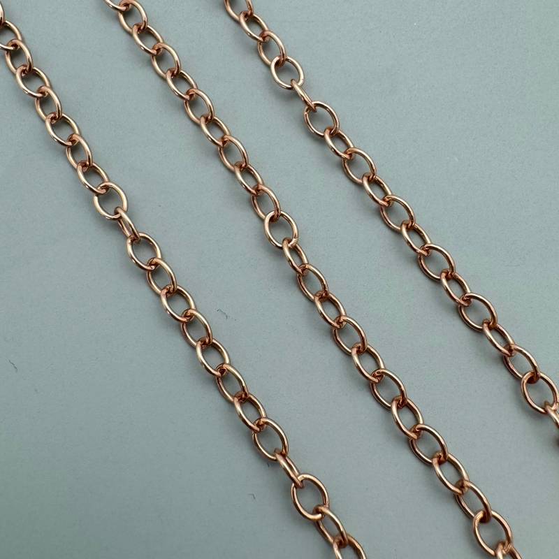 Rose Gold Überzogene Sterling Silber Kette, Unbehandelte 4x3mm Starke Oval Kabel Grosshandel Schmuck - Sku 101014-Rg von BeadUnion