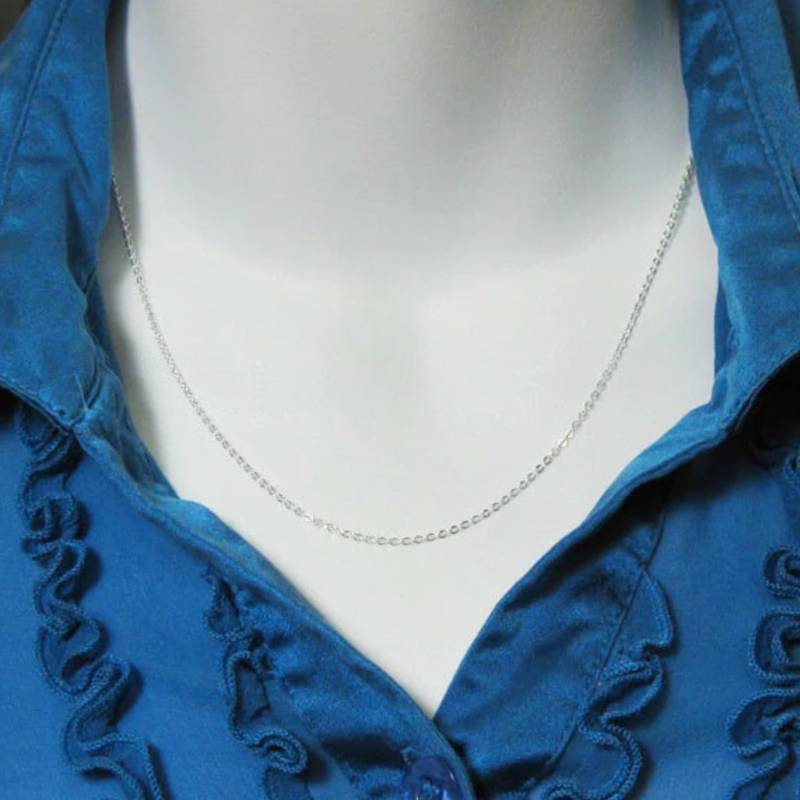 Sterling Silber Kette - Massive Flachgewebe Fertig, Gebrauchsfertig 56cm | 1 Stück Sku 601029-22 von BeadUnion