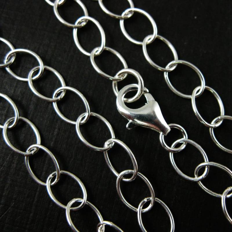Sterling Silber Kette - Runde Kabel Oval Kette-Klumpige Halskette, Klobiges Armband Starke Halskette-8 X 6 Mm- Alle Größen Sku 601046 von BeadUnion
