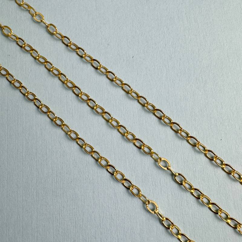 Vergoldete Sterling Silber Kette, Unfertige Ketten, 2, 5mm Flach Oval Kabelkette, Leichte Schmuck Grosshandel-Sku 101022-Vm von BeadUnion