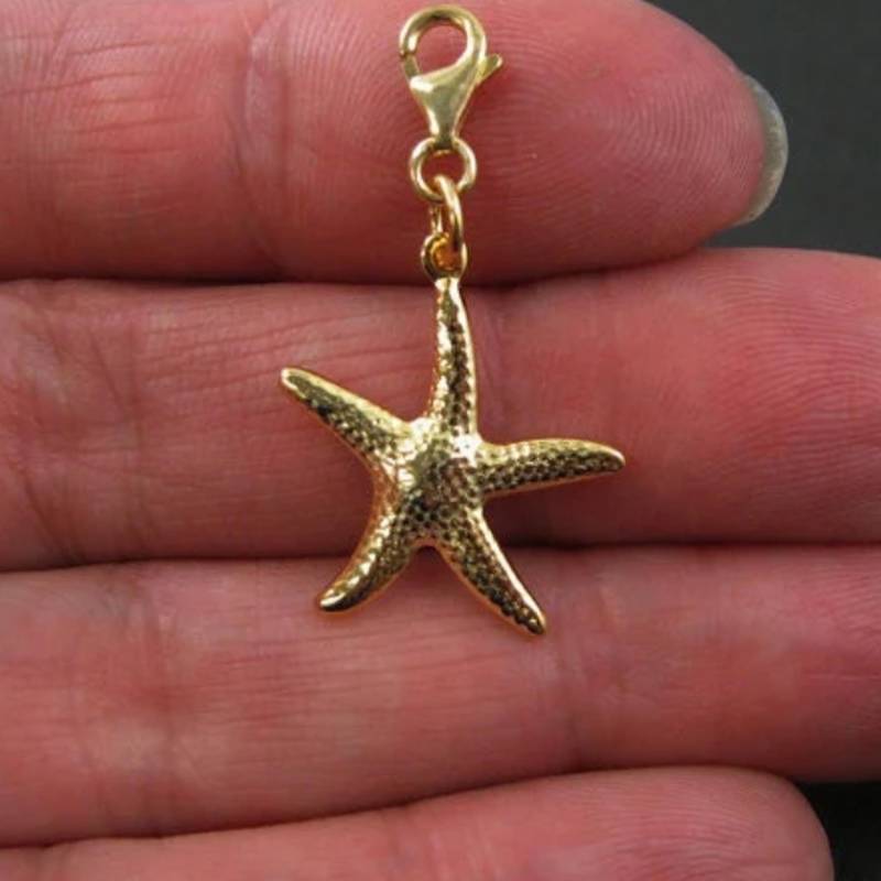 Vergoldete Sterlingsilber Charm Mit Verschluss-Gold Seestern Charm-Strand Charms-Armband | 32 Mm-1 Stück Sku291241-Vm von BeadUnion
