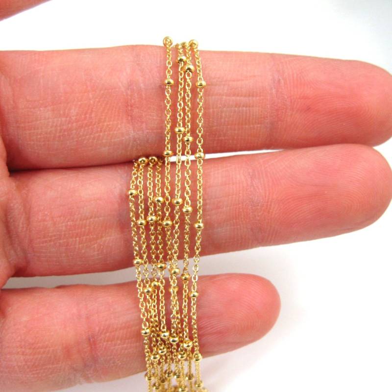 Vergoldete Sterlingsilber Kugelkette, Unbehandelte 1, 6 Mm Satelliten Perlenkette, Großhandel Schmuck Kette, Vermeil Kette - Sku 101006-Vm von BeadUnion