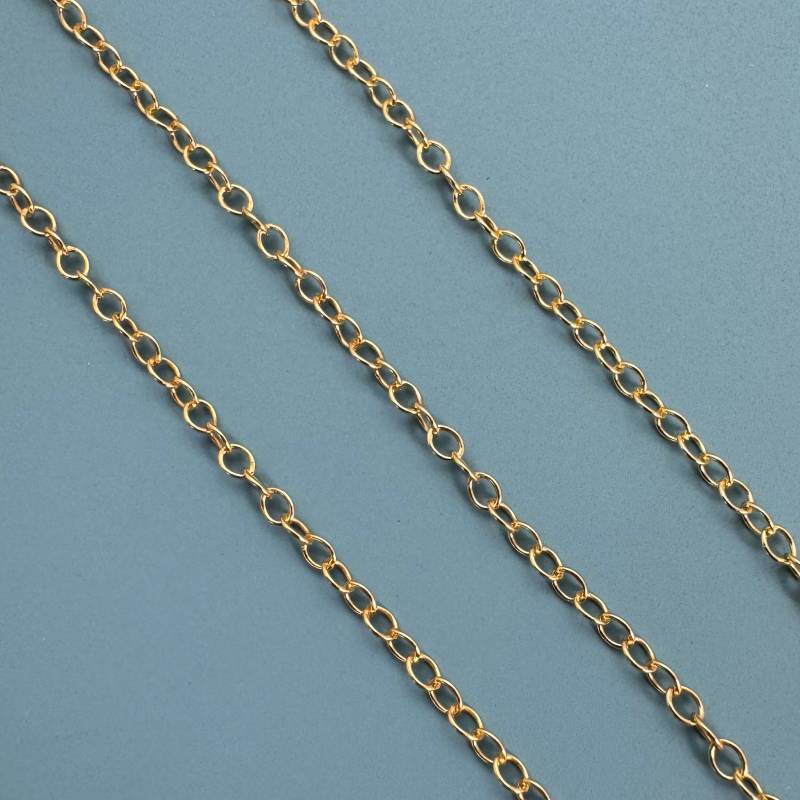 Vergoldete Sterlingsilberkette, Unvollendete Großkette, 2mm Helle Ovale Kabelkette, Großverkauf Goldketten, Schmuckzubehör - Sku 101020-Vm von BeadUnion