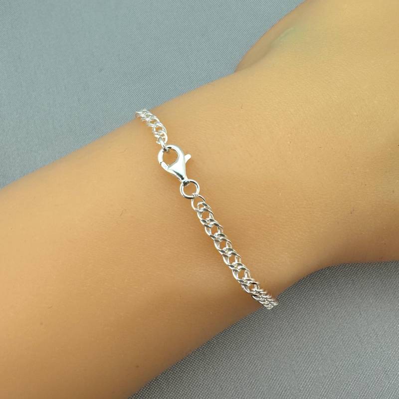 sterling Silber Fußkettchen - Double Diamond Cut Panzerglied 3 Mm X 5 | 10 Zoll Sku 601035-10 von BeadUnion