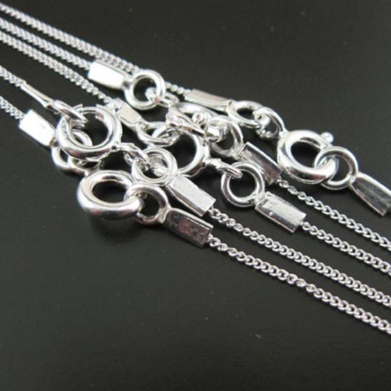 sterling Silber Halskette Kette, Rohr Enden - Winzigen Bordstein Fertige Für Anhänger 18 Zoll Sku 601001-18 von BeadUnion