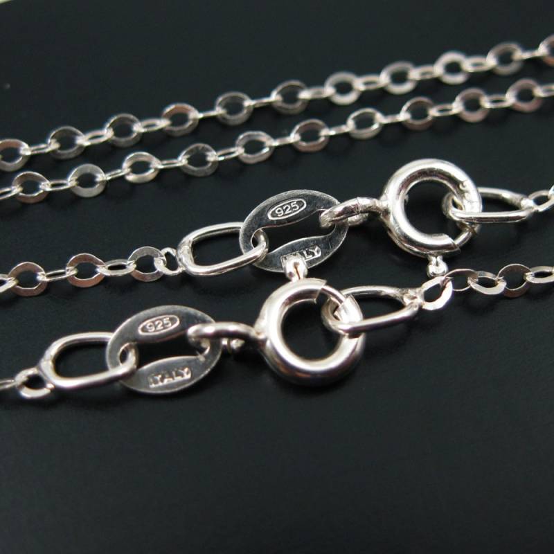 925 Sterling Silber Fertig Kette-2 Mm Flach Kabel Kette-Leichte Kette Halskette-Leichte Flachkabel Halskette-Fertig Zu Tragen-16 "Bis 36" von BeadUnion