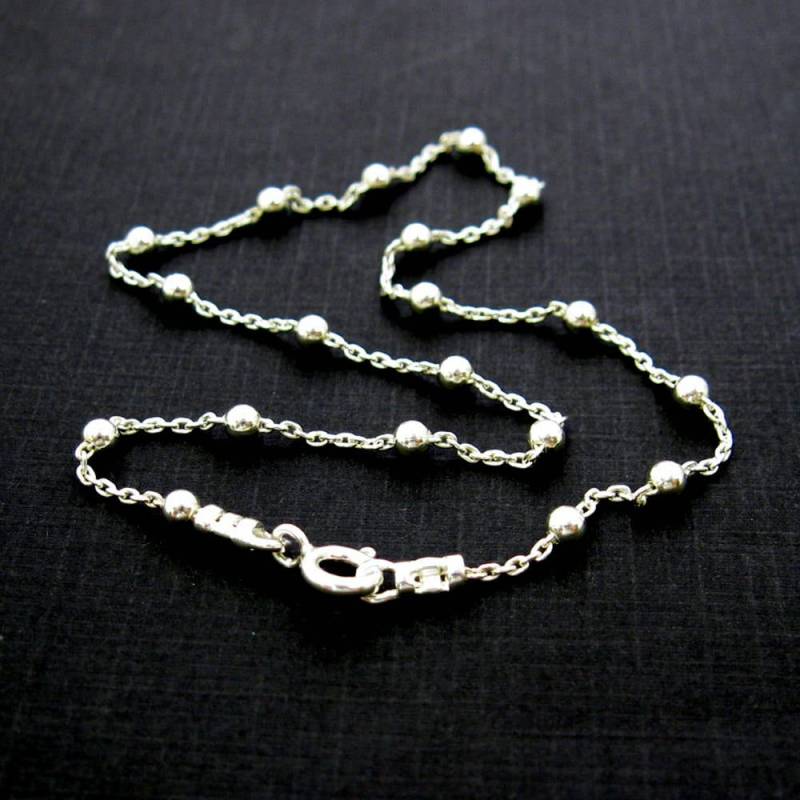 sterling Silberkette-Armband, Anklet-Kabelkette Mit 3mm Kugelkette-Alle Sizes Sku 601049 von BeadUnion