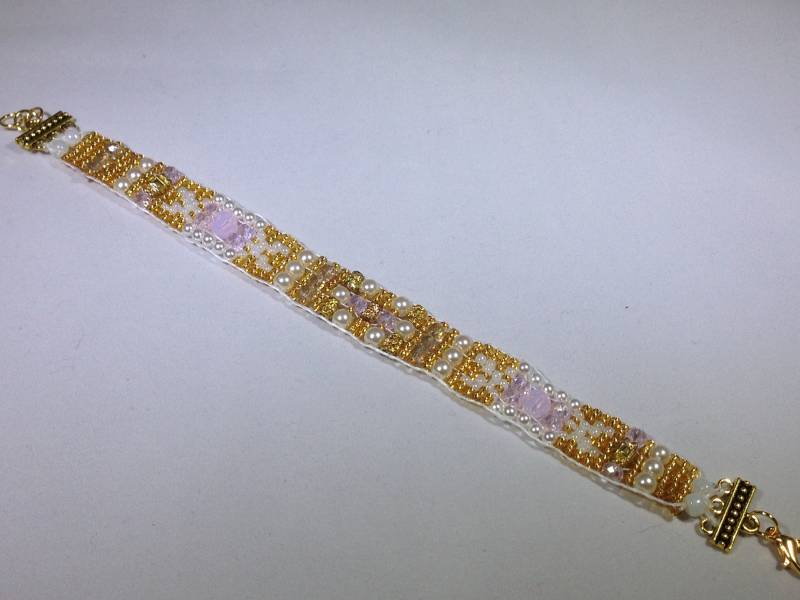 Rosa Und Gold Perlen-Armband von BeadandStoneJewelry