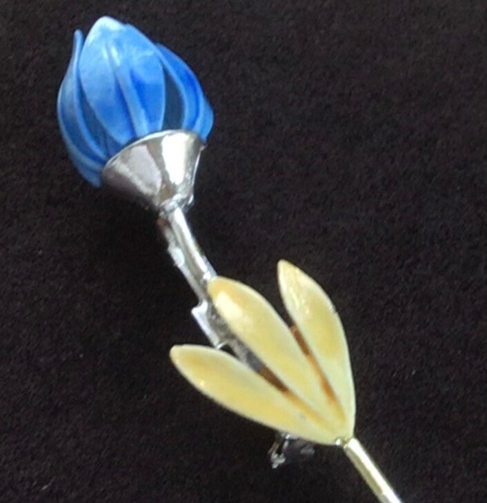 Blaue Emaille Floral Tulip Pin, Brosche, Frühling, Silberton, Vintage | Ab4 von Beadazzle27