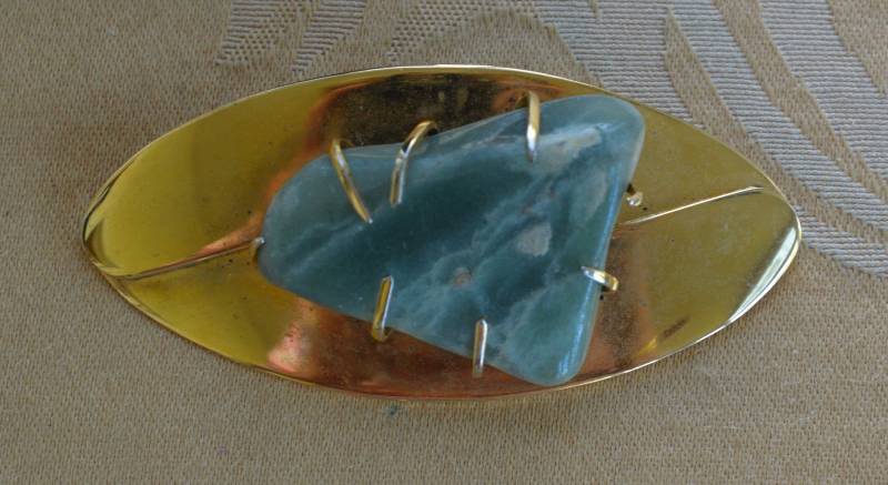 Grüner Achatstein, Gold-Ton Brosche, Pin, Vintage | F16 Grüner Achatstein, Gold-Ton Brosche, Pin, Vintage | F16 von Beadazzle27