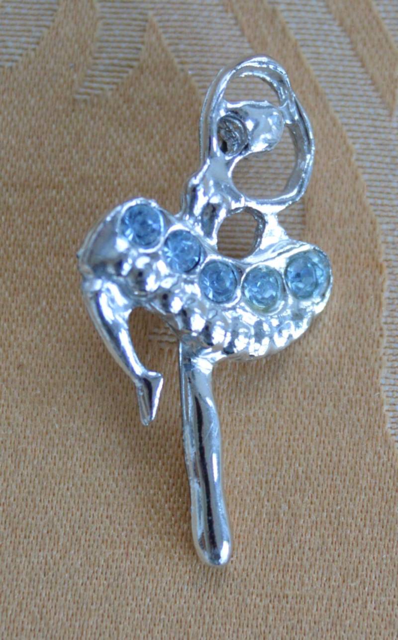 Hübsche Vintage Blaue Strass Ballerina Brosche, Anstecknadel, Silberton | Ae7 von Beadazzle27