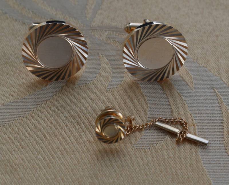 Hübscher Vintage Gold-Ton Cuff Link, Tie Tac Set, Herren Accessoire | A1 von Beadazzle27