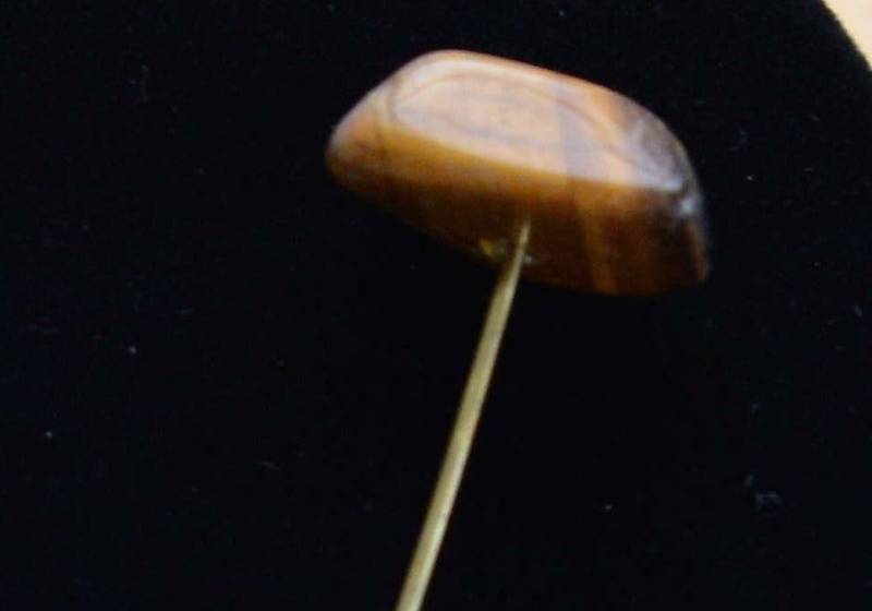 Hübscher Vintage Tigerauge Semi-Precious Stick Pin, Goldton | E3 von Beadazzle27