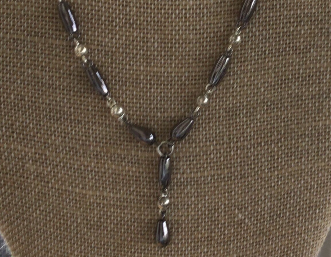 Premier Designs Grau Hämatit, Silberton "Y" Halskette, 18-21" | H13 von Beadazzle27