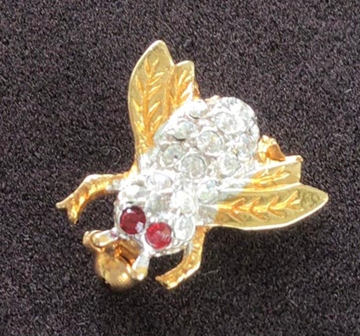 Rot, Klar Strass Bug, Fliegen, Wespe Pin, Gold-Ton, Vintage | Aj2 von Beadazzle27