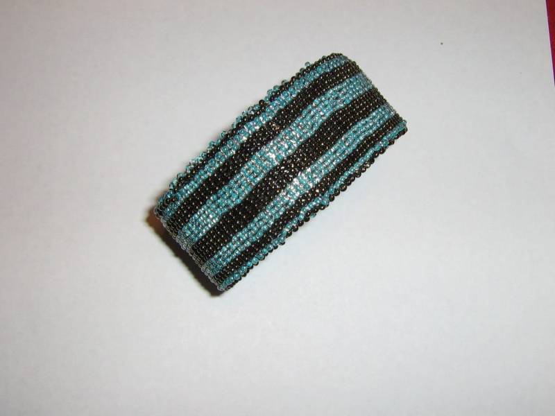 Blau Und Dunkelgold Rocailles Manschette Armband von Beadbadashery