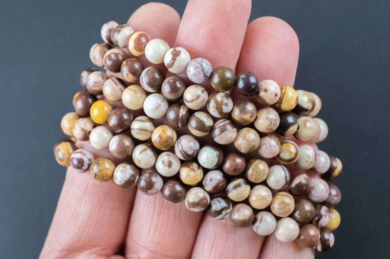Armband Natürliche Zebra Jaspis Armbänder 6 Mm Stapelbar Runde Natürliche Edelstein Kristall - Handgemachtes von Beadboat1