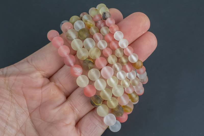 Erdbeerkirsche Quarz Matt Rund Größe 6 Mm Und 8 Mm - Handgefertigt in Den Usa - Ca. 7 "Armband Kristallarmband von Beadboat1