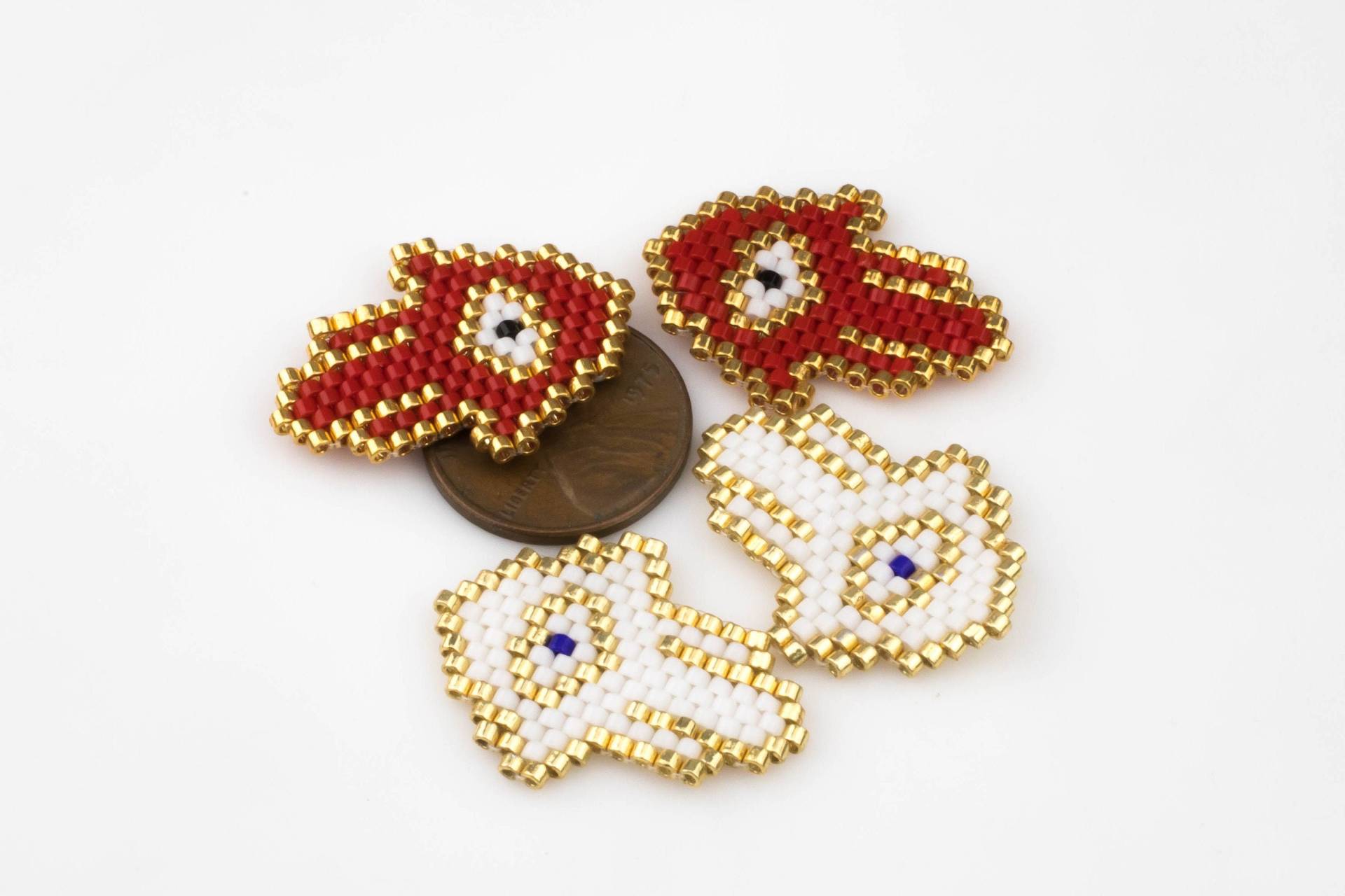Evil Eye Patches- Handgemachte Miyuki Rocailles Perlen- Durchschnittliche Größe 20 X 27 Mm Lang - 2 Stück Pro Bestellung von Beadboat1