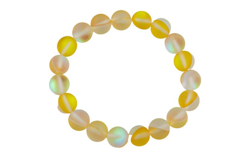 Gelbes Mystic Aura Quarz Armband Rund Größe 6 Mm Und 8 Mm- Handgemacht in Den Usa Natürliche Edelstein Armbänder - Handgemachter Schmuck Ca. 18cm von Beadboat1