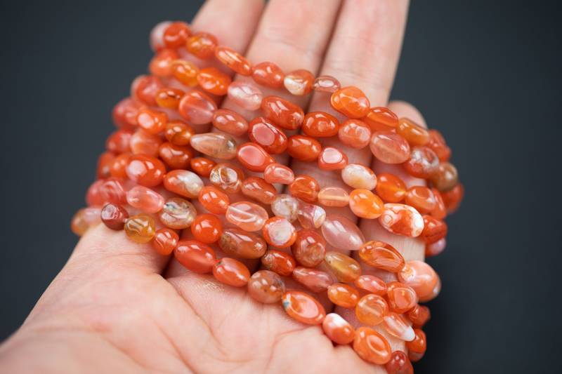 Karneol Trommelstein Armband Dehnbar String Oval Natürliche Edelstein Armbänder - Nugget von Beadboat1
