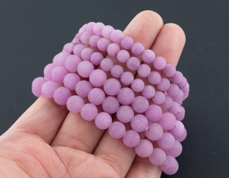 Lilac Plum Jade Armband Rund Größe 6 Mm Und 8 Handmade in Usa Natürliche Edelstein Kristall Armbänder Handgemachter Schmuck - Ca. 18cm von Beadboat1