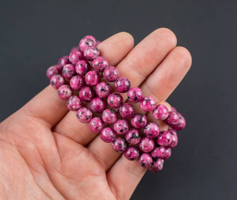 Maroon Jaspis Armband Rund Größe 6 Mm Und 8 Handmade in Den Usa Natürliche Edelstein Kristall Armbänder Handgemachter Schmuck - Ca. 18cm von Beadboat1