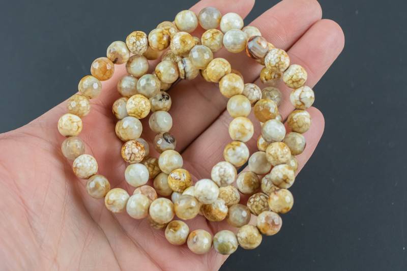 Natürlich Tan Feuer-Achat Armband Rund Größe 6 Mm Und 8 Mm - Handmade in Usa - Ca. 7 "Armband Kristallarmband von Beadboat1