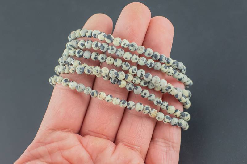 Natürliche Dalmatiner Jaspis Matte Rund Größe 4 Mm, 6 Mm Und 8 Mm - Handgemacht in Den Usa - Ca. 7 "Armband Kristallarmband von Beadboat1