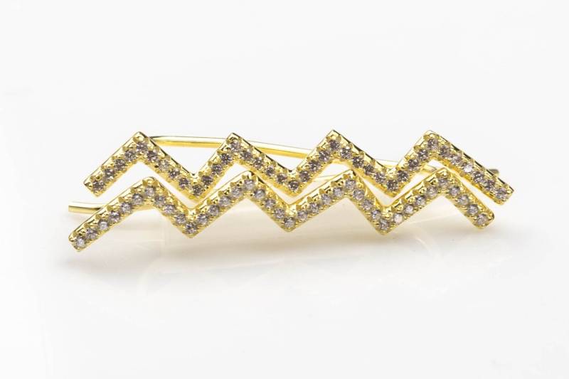 Zig Zag Crawler - Sterling Silber Ohrring-Ohr Draht Ohrring Stil - Gold Oder Gunmetall - Hochwertige Micro Pave-Zierlich Und Licht-0965 von Beadboat1