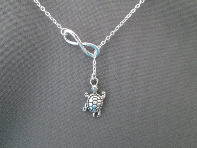 Silber Schildkröte Halskette - Lariat Style von BeadedDesignsJacquie