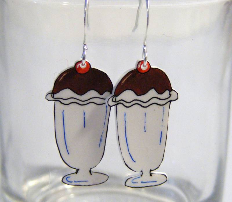 Schokolade Fudge Eisbecher Ohrringe von BeadedFrog