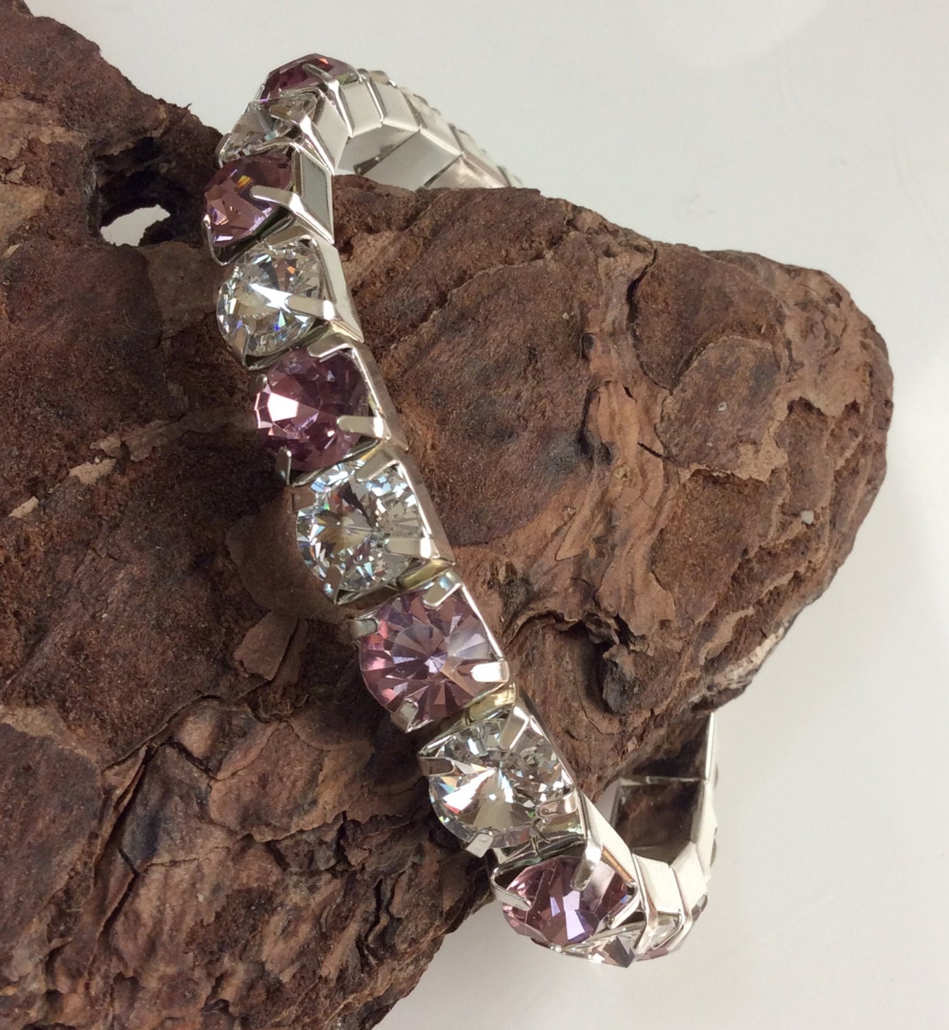 Swarovski Kristall Armband Lavendel & Klar, Versilbert von BeadersPassion