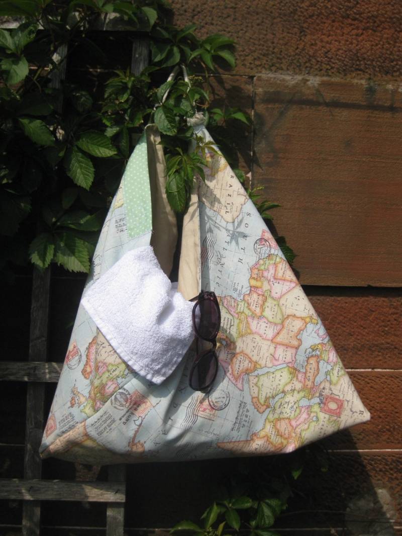 Weltkarte Tote Bag Handgemachte Baumwolle Strandtasche Weltkarte Tote Bag Handgemachte Baumwolle Strandtasche von BeadiesSewingShed