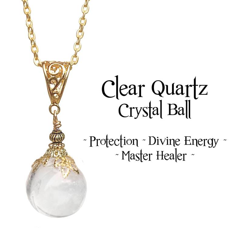 Bergkristall Anhänger, Kristallkugel Meditationskette, Heilende Orbuculum Schutzhalskette, Scrying Sphere Orb von BeadingForTheSoul