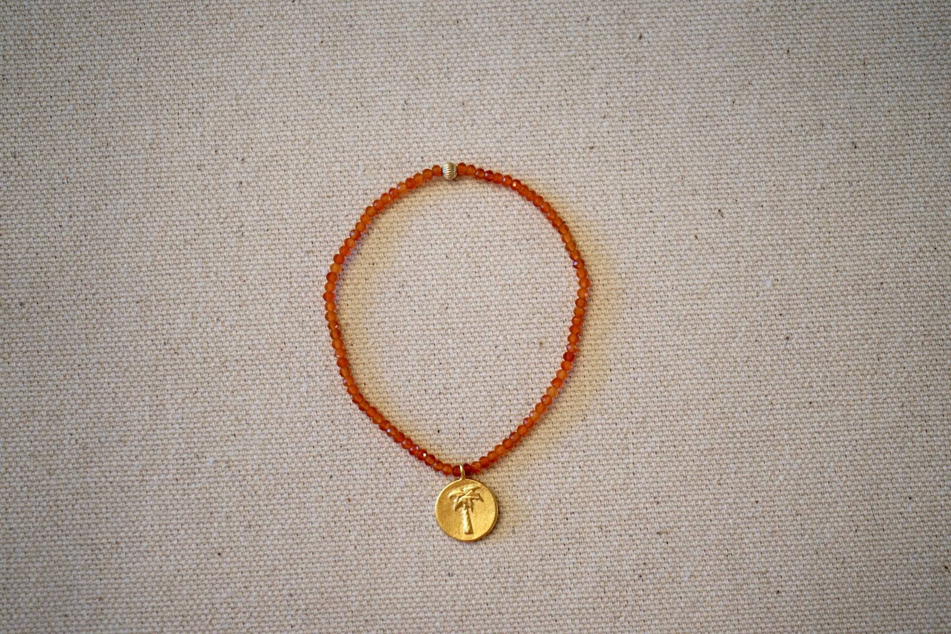 Palm Tree Münze Charme Orange Granat Dehnbar Armband 22 K Gold Füllen Palme Charm, Halb Kostbaren Orange Quarzedelsteine Palm Tree Münze Charme Orange Granat Dehnbar Armband 22 K Gold Füllen Palme Charm, Halb Kostbaren Orange Quarzedelsteine von BeadingHartsCo