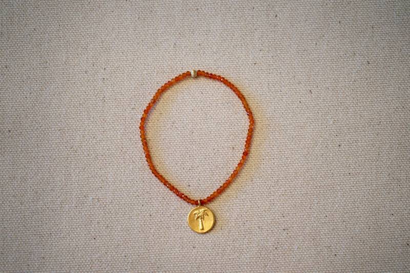 Palm Tree Münze Charme Orange Granat Dehnbar Armband 22 K Gold Füllen Palme Charm, Halb Kostbaren Orange Quarzedelsteine Palm Tree Münze Charme Orange Granat Dehnbar Armband 22 K Gold Füllen Palme Charm, Halb Kostbaren Orange Quarzedelsteine von BeadingHartsCo