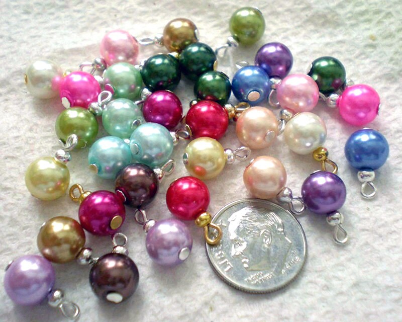 66 Stück Mix Handgefertigte Glastropfen 8mm Mit Silber/Gold Brisuren & Spacers von BeadingStationUSA