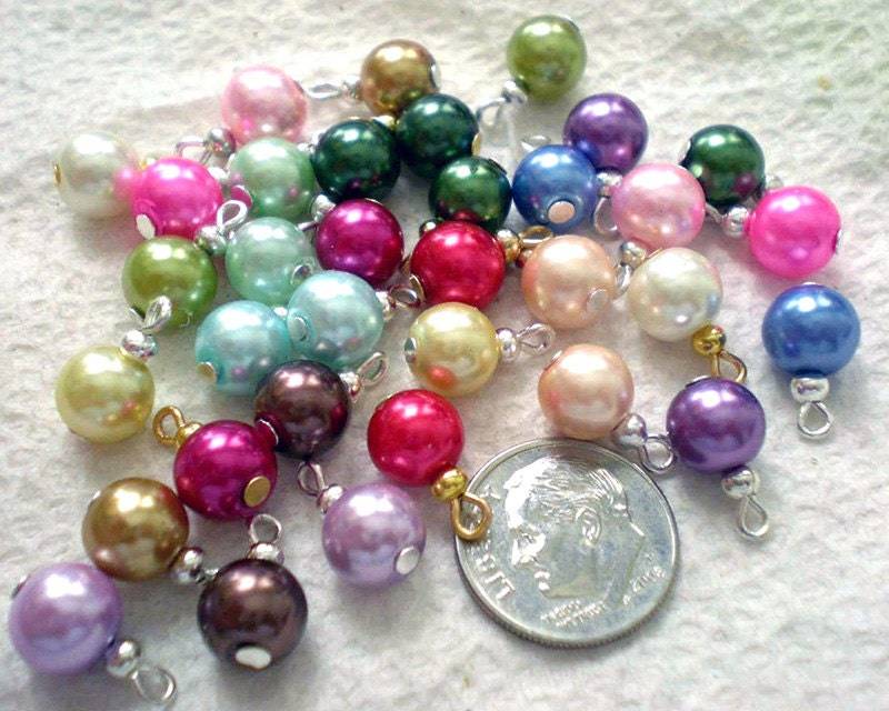 66 Stück Mix Handgefertigte Glastropfen 8mm Mit Silber/Gold Brisuren & Spacers von BeadingStationUSA