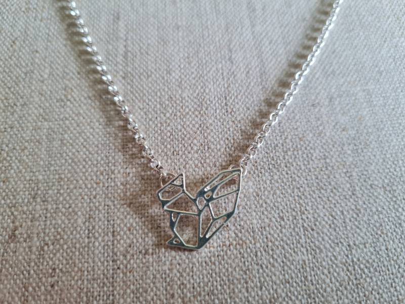 1 St. Kette Eichhörnchen Origami Stil Silberfarben von Beaditcologne