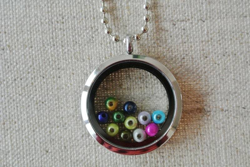 1 St. Medaillonkette Glas Edelstahl Perlen Bunt von Beaditcologne