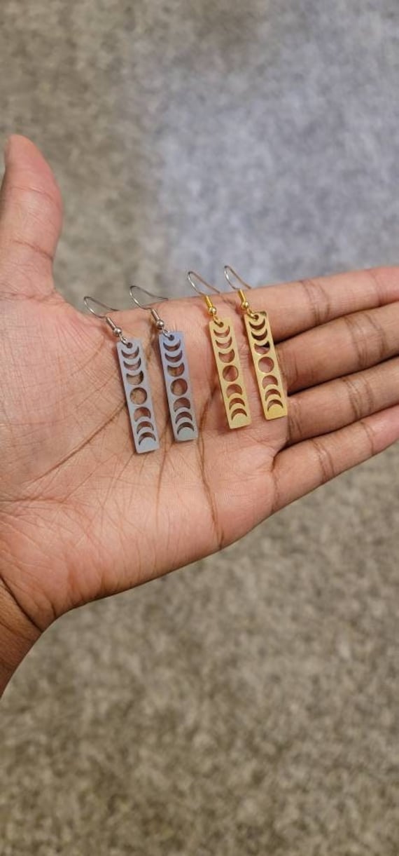Mond-Zyklus-Edelstahl-Ohrringe, Silber Und Gold-Ohrringe, Meditations-Ohrringe Mond-Zyklus-Edelstahl-Ohrringe, Silber Und Gold-Ohrringe, Meditations-Ohrringe von Beaditwearitloveit