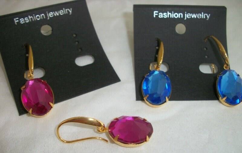 Entwerfer Handgemachte Swarovski 18x13mm Oval Strass Kristallohrringe Saphir Fuschia von BeadsAloft