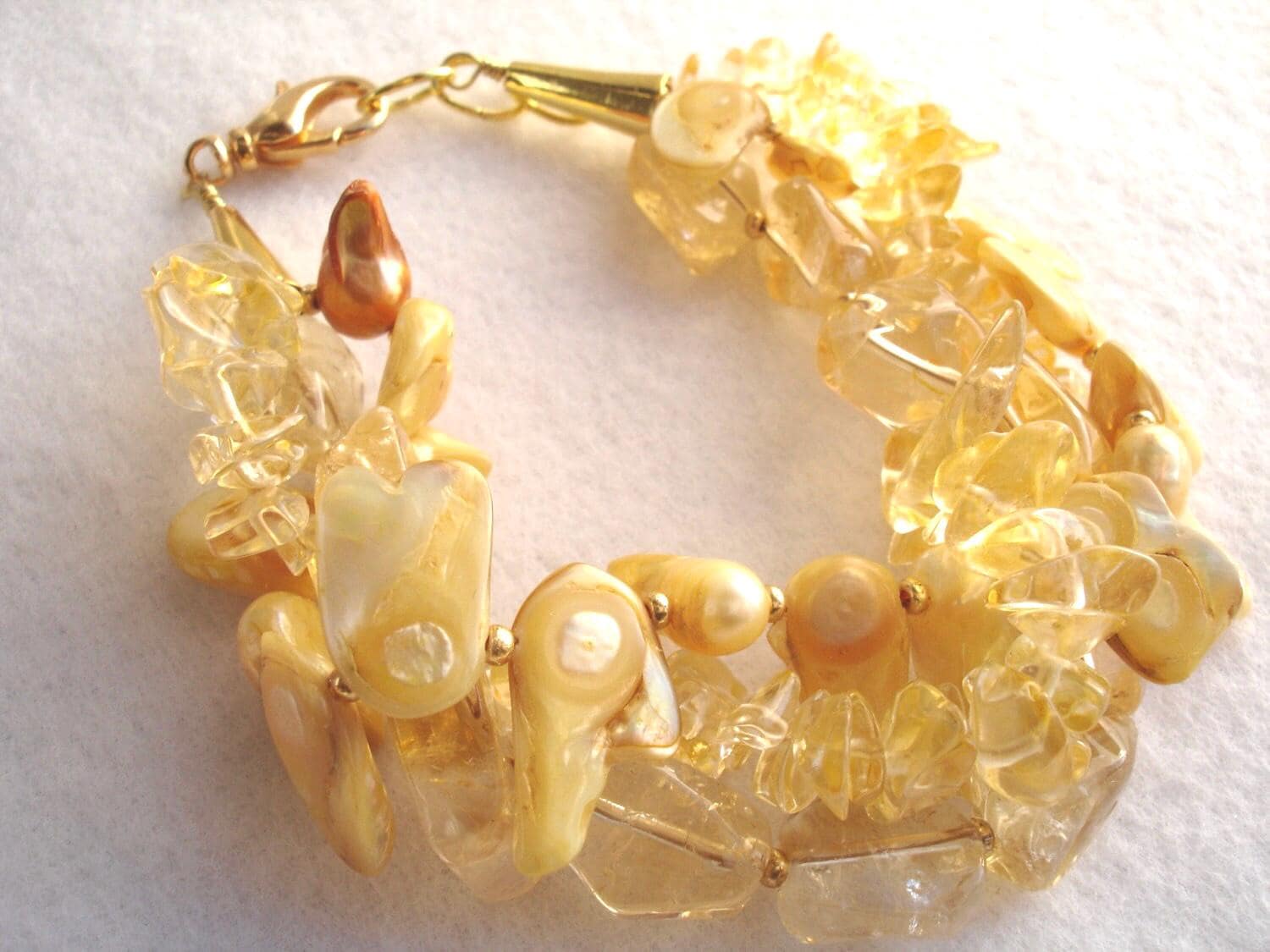 Citrin Armband Mit Barockperlen, Und Perlen, November Geburtsstein, Edelsteinschmuck Citrin Armband Mit Barockperlen, Und Perlen, November Geburtsstein, Edelsteinschmuck von BeadsByBev