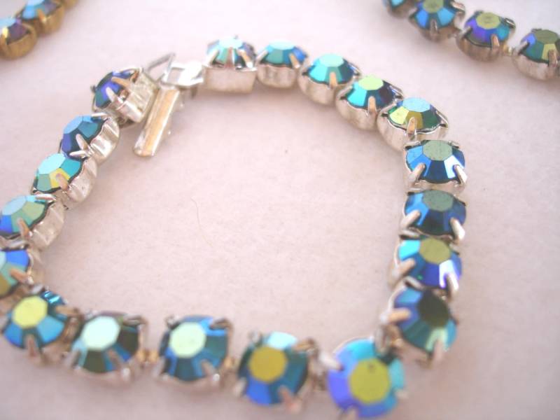 Vintage Strass Armband, Cupchain Mit Ab-Finish, Mitte Jahrhundert Schmuck von BeadsByBev