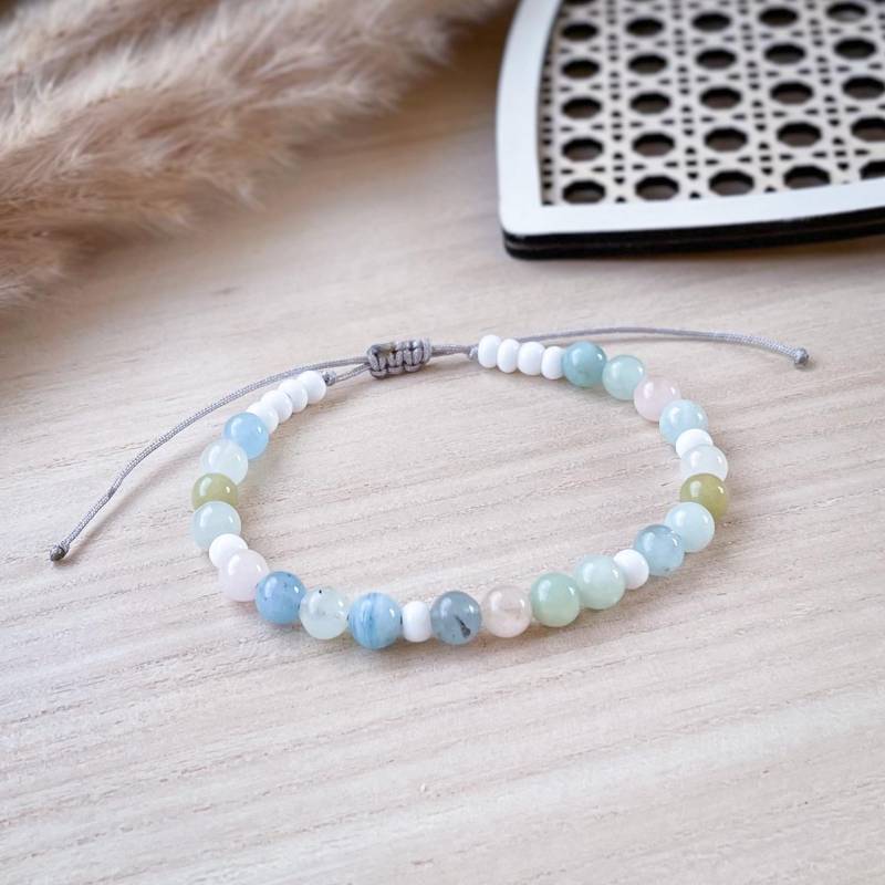 Echter Morganit/Beryll | Perlenarmband Pastell Armband Mit Naturstein Edelstein Perlen von BeadsByTasja