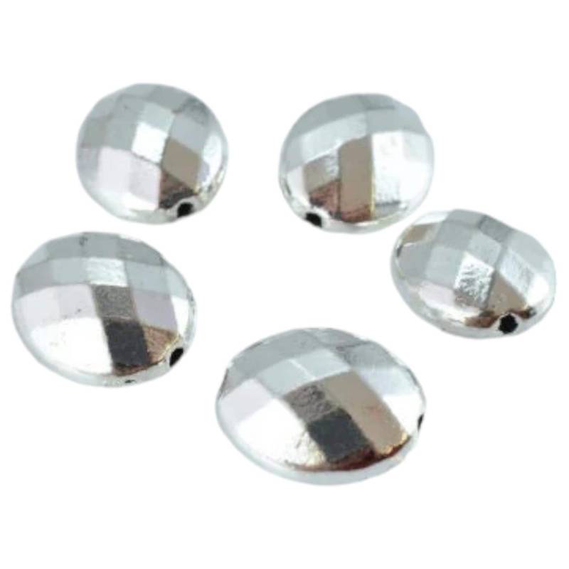 11 X 14 Mm Facettierte Disco Oval Matt Silber Spacer Suche, Charm Anhänger Legierung Metallperlen, 1 Packung Mit 5 Stück, M Loch 7 Perlendicke von BeadsFindingDepot