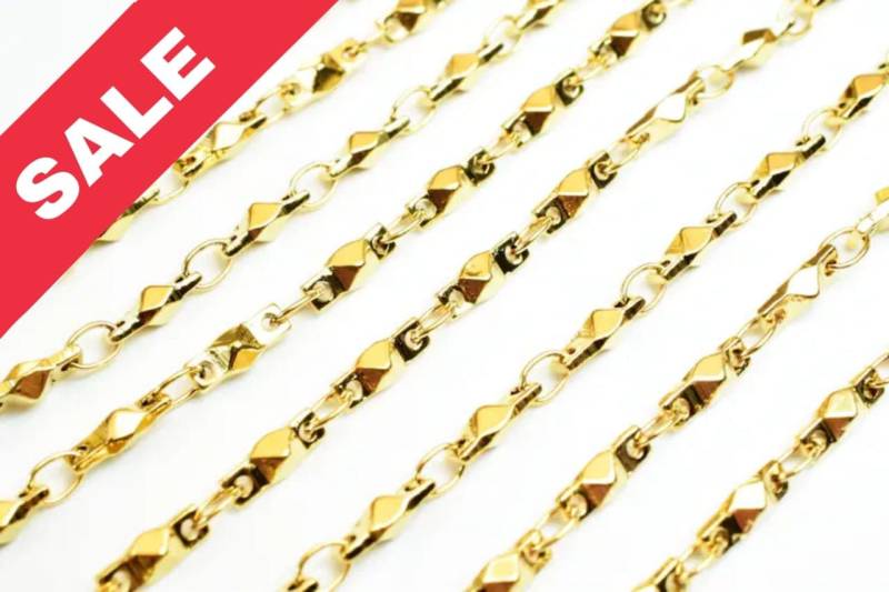 Vergoldet Anlaufgeschützte Bar Kette 18K Größe 2, 5 Mm Für Die Schmuckherstellung Gfc53 Verkauft Durch Fuß von BeadsFindingDepot