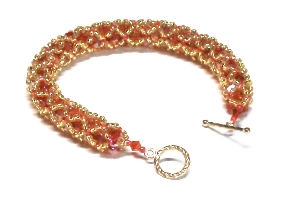 Handgemachtes Perlenarmband Gelb Über Rot Ab-Kristalle, 15 cm Handgemachtes Perlenarmband Gelb Über Rot Ab-Kristalle, 15 cm von BeadsFromHaven